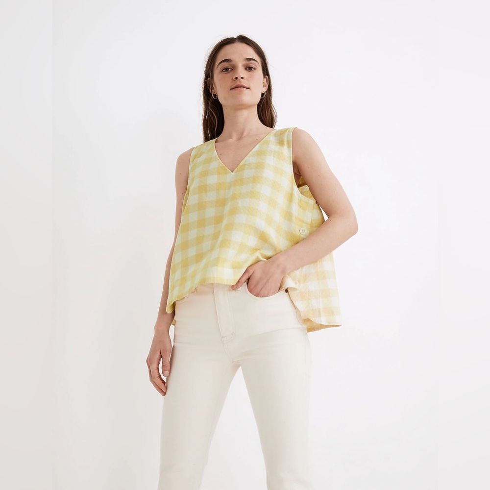 Madewell Side-Button Tank Top in Gingham Check‎ | Size Small